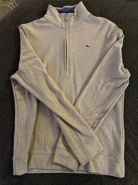 Boys- Vineyard Vines Heather Light Beige Quarter-Zip Pullover